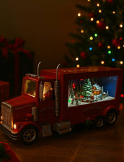 Carillon Di Natale Camion Con Babbo Natale E Villaggio Decorativo