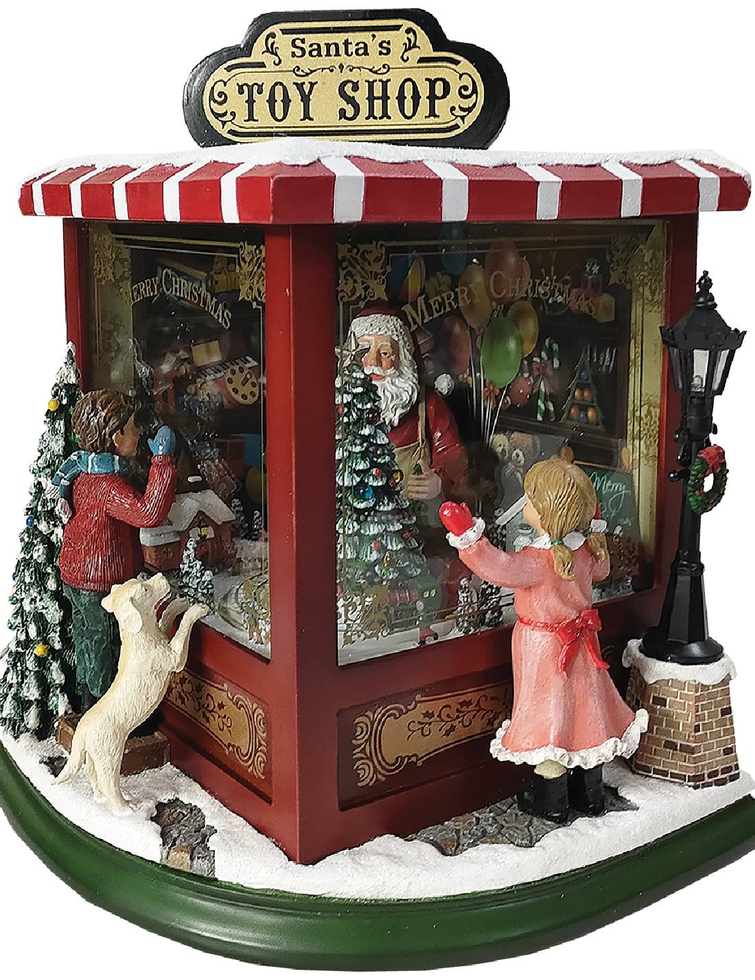 Carillon Natale Negozio Dei Giocattoli Di Babbo Natale Toy Shop Medio Con Luci E Musica 27cm
