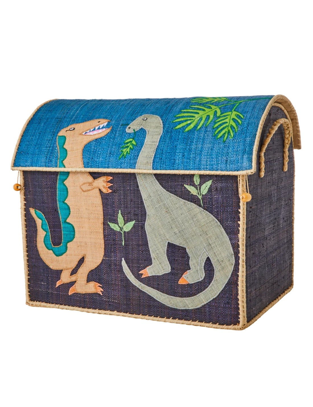 Rice Cesta Rafia Casetta Contenitore Per Giochi Dinosauri 52cm