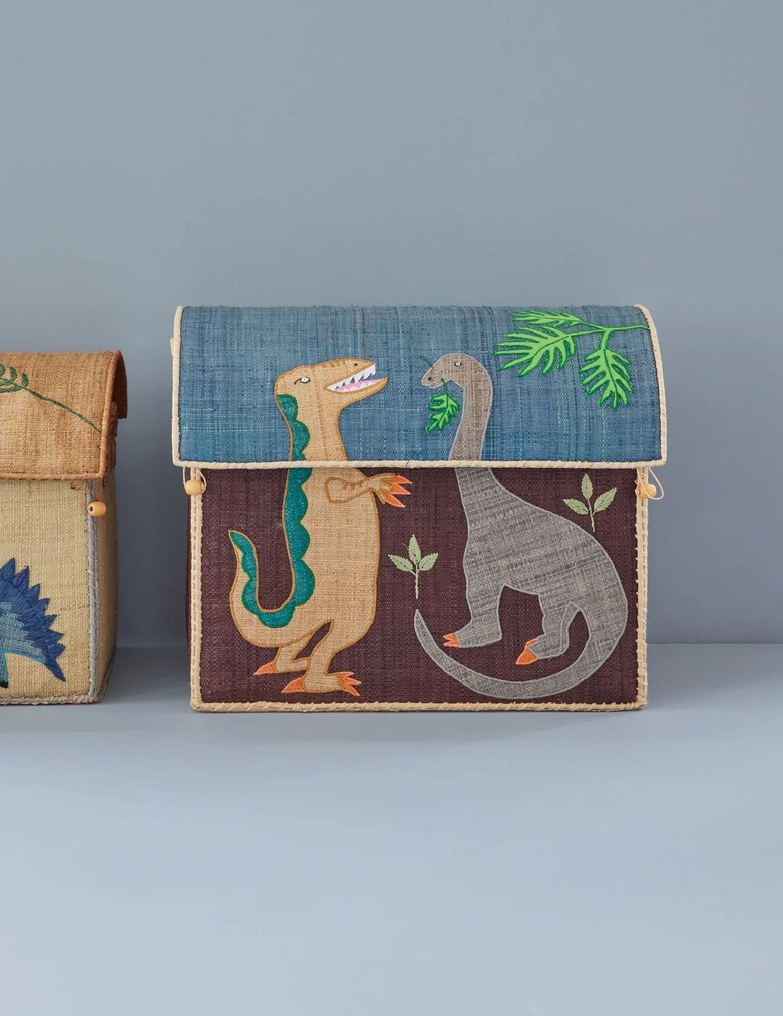 Rice Cesta Rafia Casetta Contenitore Per Giochi Dinosauri 52cm