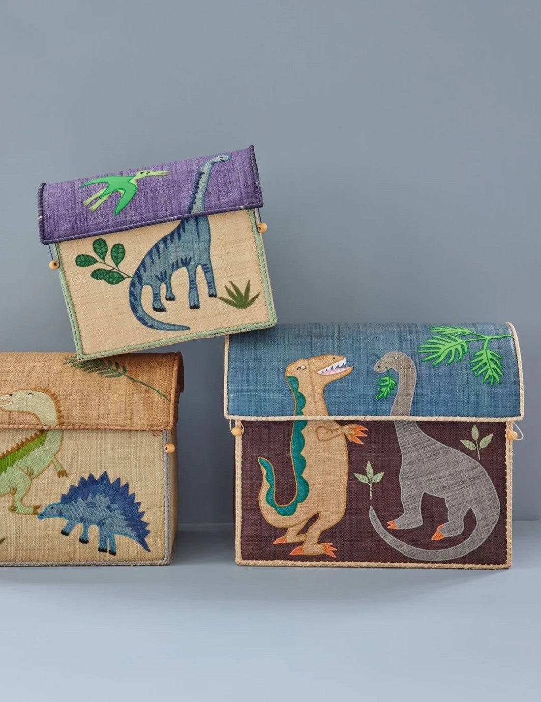 Rice Cesta Rafia Casetta Contenitore Per Giochi Dinosauri 52cm