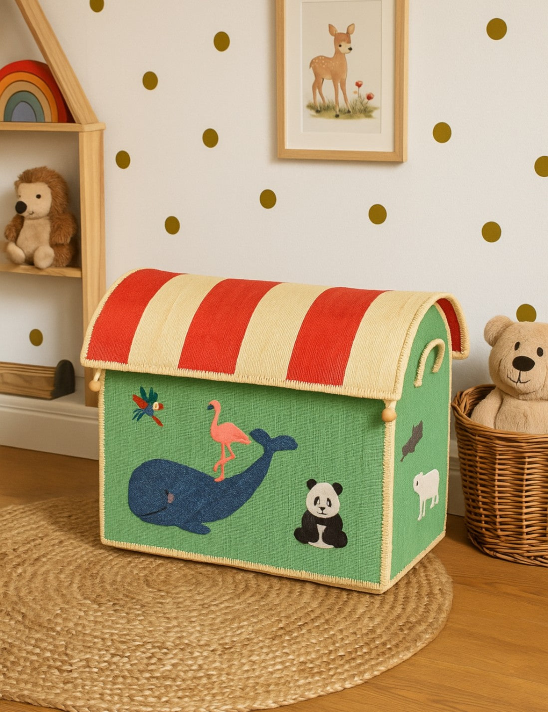 Rice Cesta Rafia Casetta Contenitore Per Giochi