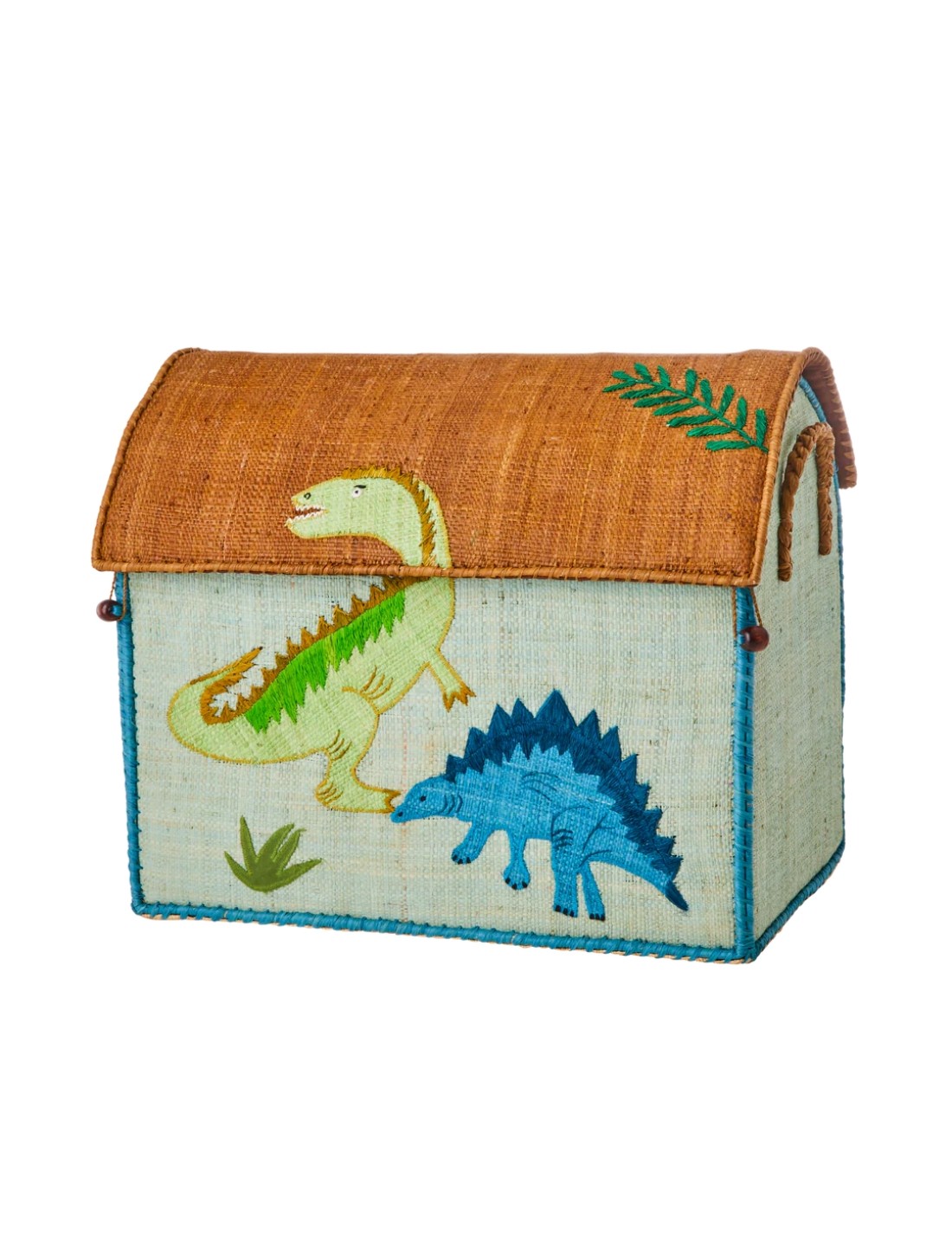 Rice Cesta Rafia Casetta Contenitore Per Giochi Dinosauri 45cm