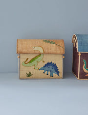 Rice Cesta Rafia Casetta Contenitore Per Giochi Dinosauri 45cm