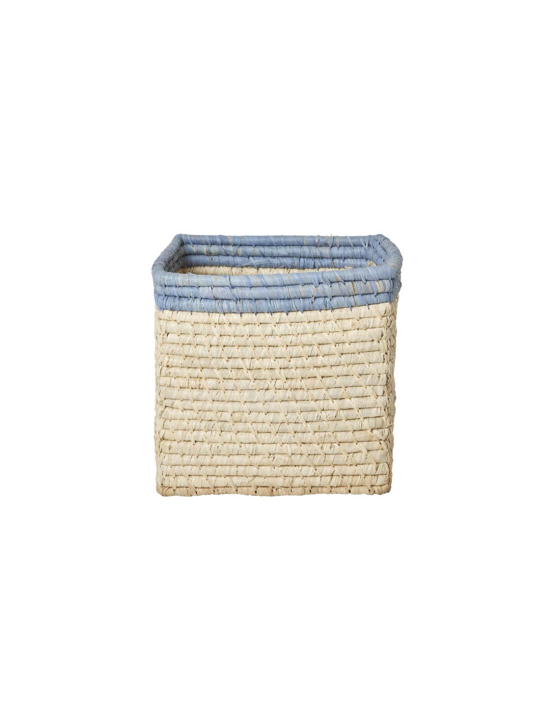 Rice Cesta Quadrata Rafia Bordo Azzurro 20cm