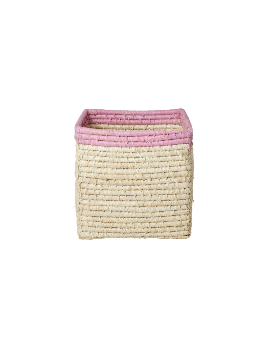 Rice Cesta Quadrata Rafia Bordo Rosa 20cm