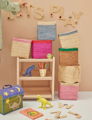 Rice Cesta Quadrata Rafia Rosa 20cm