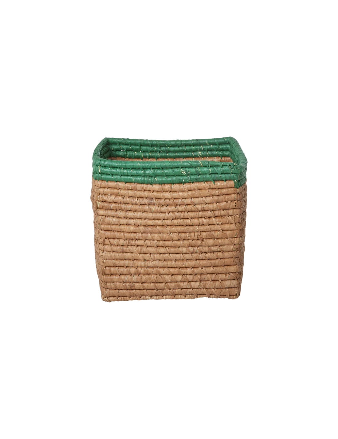 Rice Cesta Quadrata Rafia Bordo Verde 20cm
