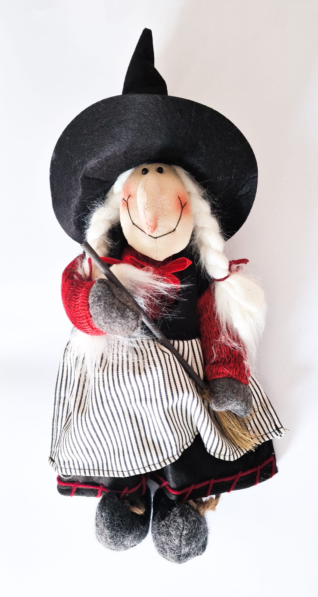 Addobbo Natale Befana Con Grembiule A Righe 50cm