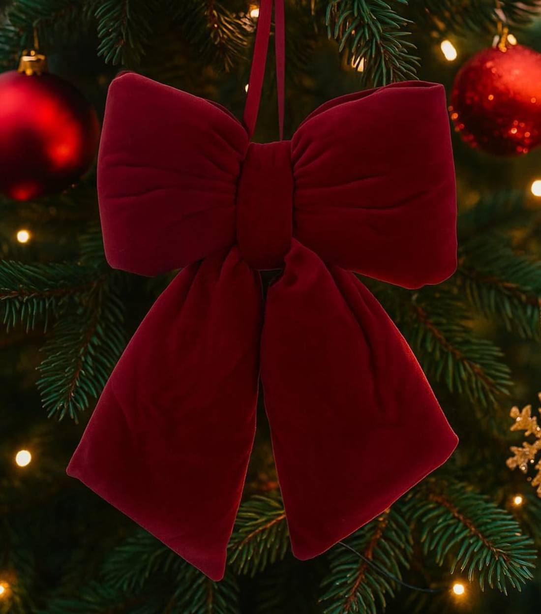 Addobbo Albero Di Natale Fiocco Bordeaux 30cm