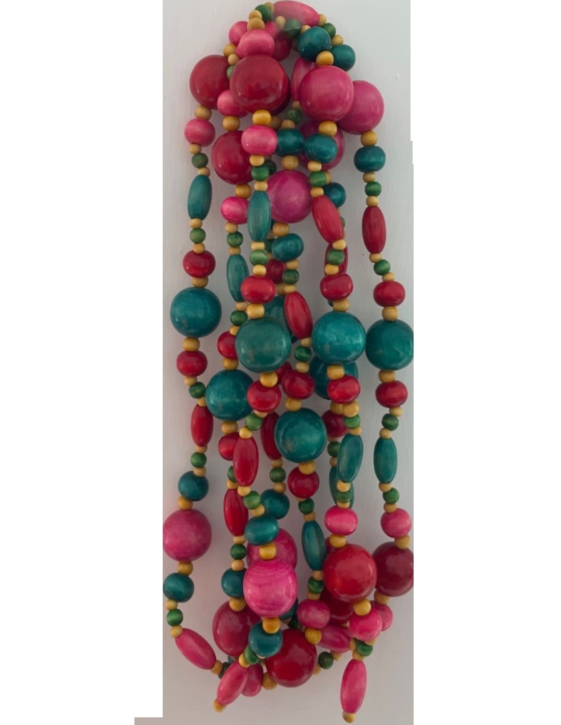 Addobbo Albero Di Natale Ghirlanda Collana Multicolor Legno