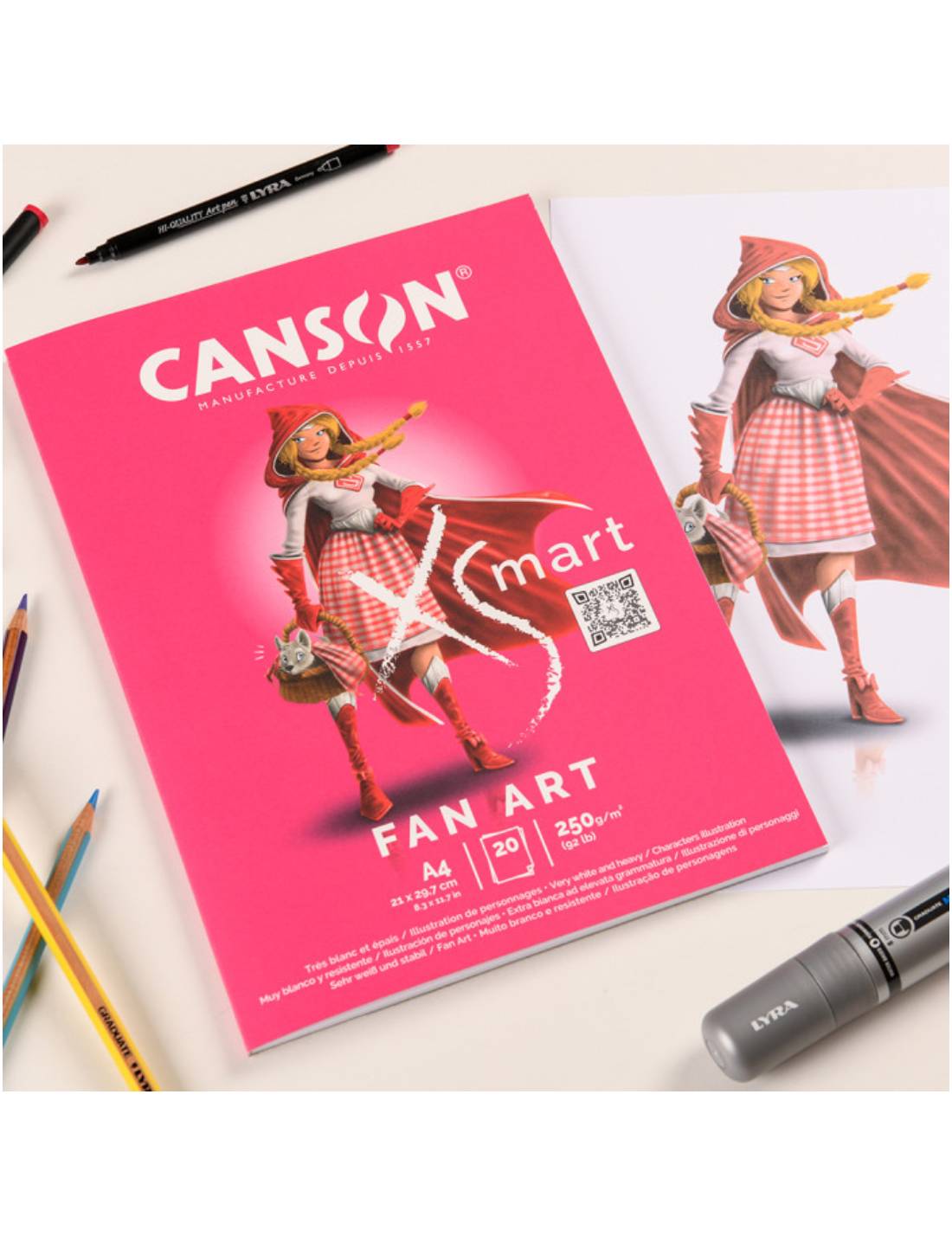 Blocco Carta Canson Per Disegno A4 XSmart Fanart Extra Liscia 250gr 20 Fogli