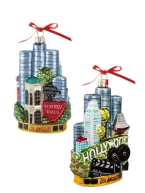 Addobbo Albero Di Natale "Los Angeles" Con Hollywood E Beverly Hills 14cm