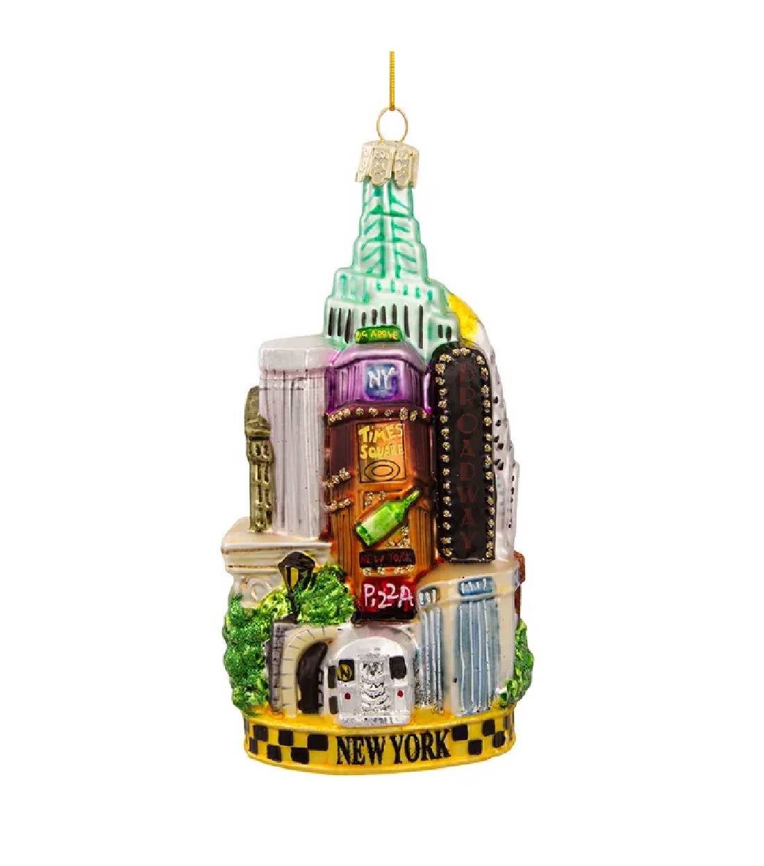 Addobbo Albero Di Natale In Vetro New York City 14cm