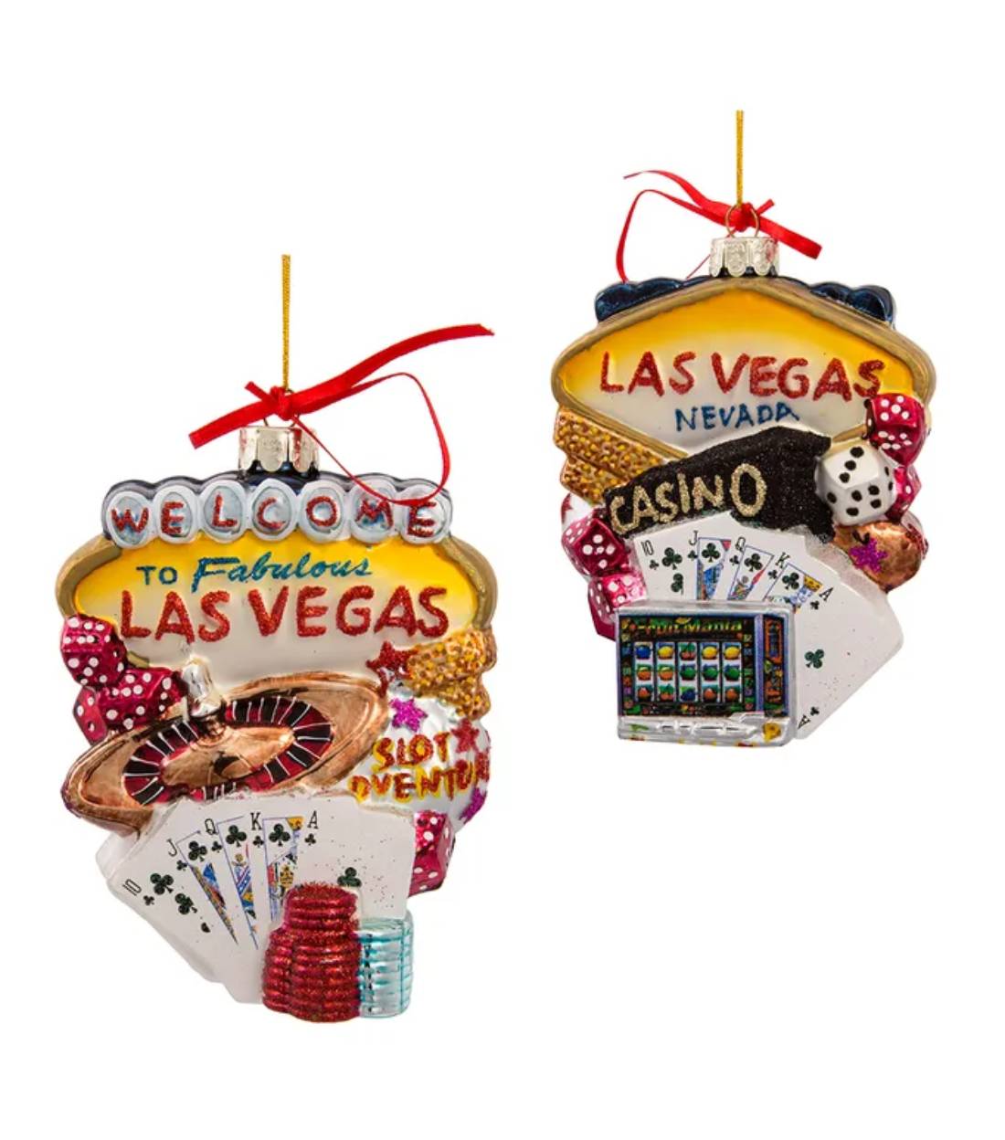 Addobbo Albero Di Natale In Vetro Las Vegas 14cm