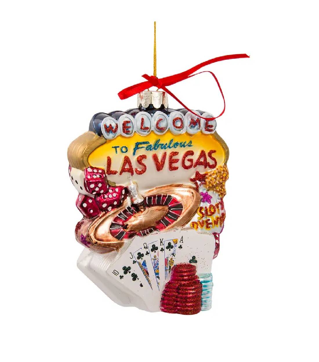 Addobbo Albero Di Natale In Vetro Las Vegas 14cm
