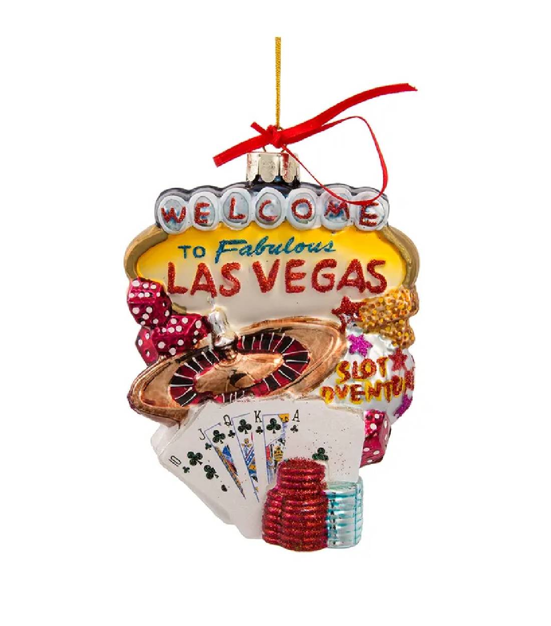 Addobbo Albero Di Natale In Vetro Las Vegas 14cm