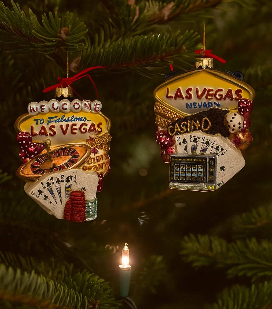 Addobbo Albero Di Natale In Vetro Las Vegas 14cm