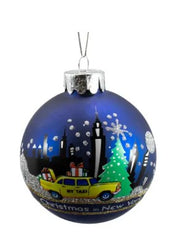 Pallina Albero Di Natale Disegno New York In Vetro 8cm