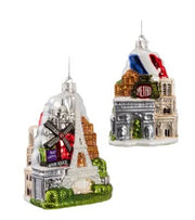 Addobbo Albero Di Natale "Parigi" Con Torre Eiffel, Arco Di Trionfo, Il Moulin Rouge 14cm
