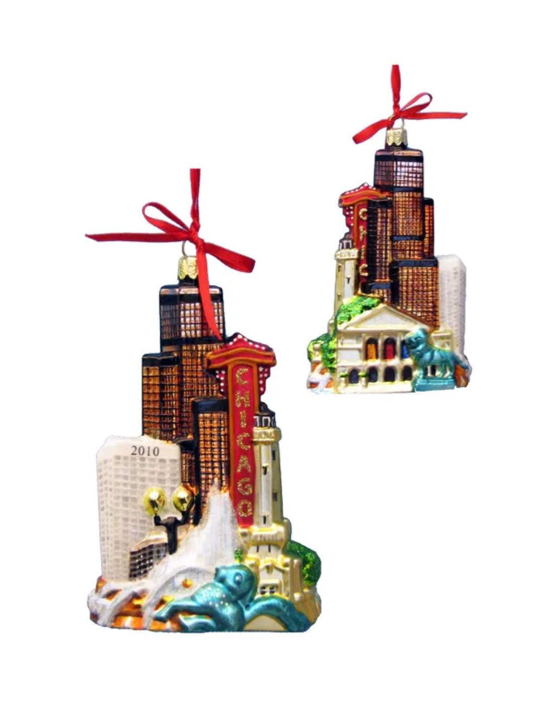 Addobbo Albero Di Natale Disegno Chicago In Vetro