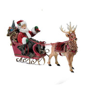 Addobbo Natale Babbo Natale Su Slitta In Resina