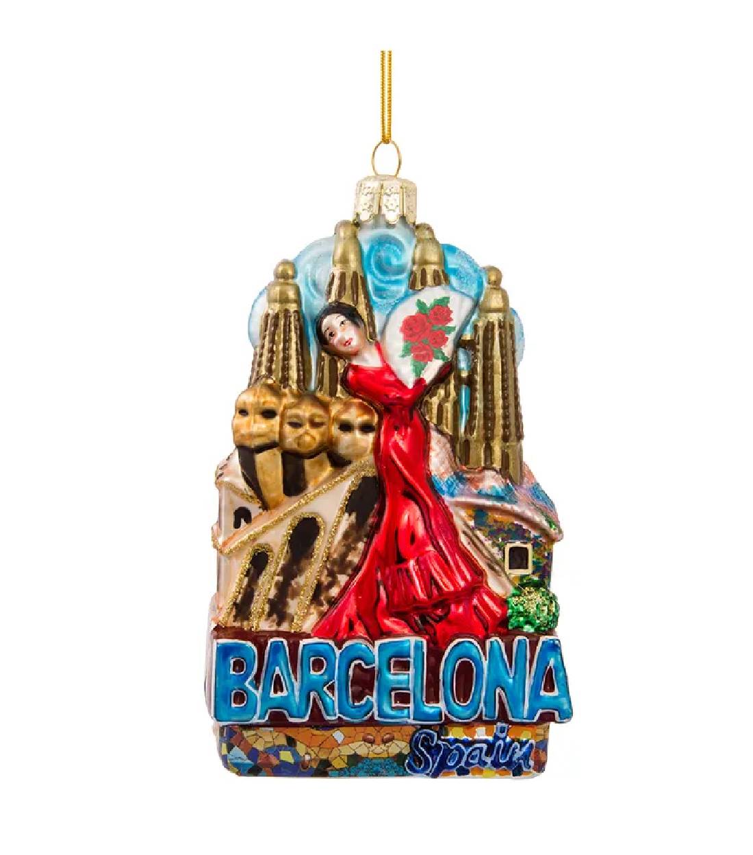 Addobbo Albero Di Natale In Vetro Barcellona 13cm