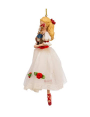Addobbo Albero Di Natale Ballerina Clara Con Vestito Bianco E Rosso 15cm