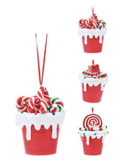Addobbo Albero Di Natale In Resina Secchiello Di Caramelle 9cm