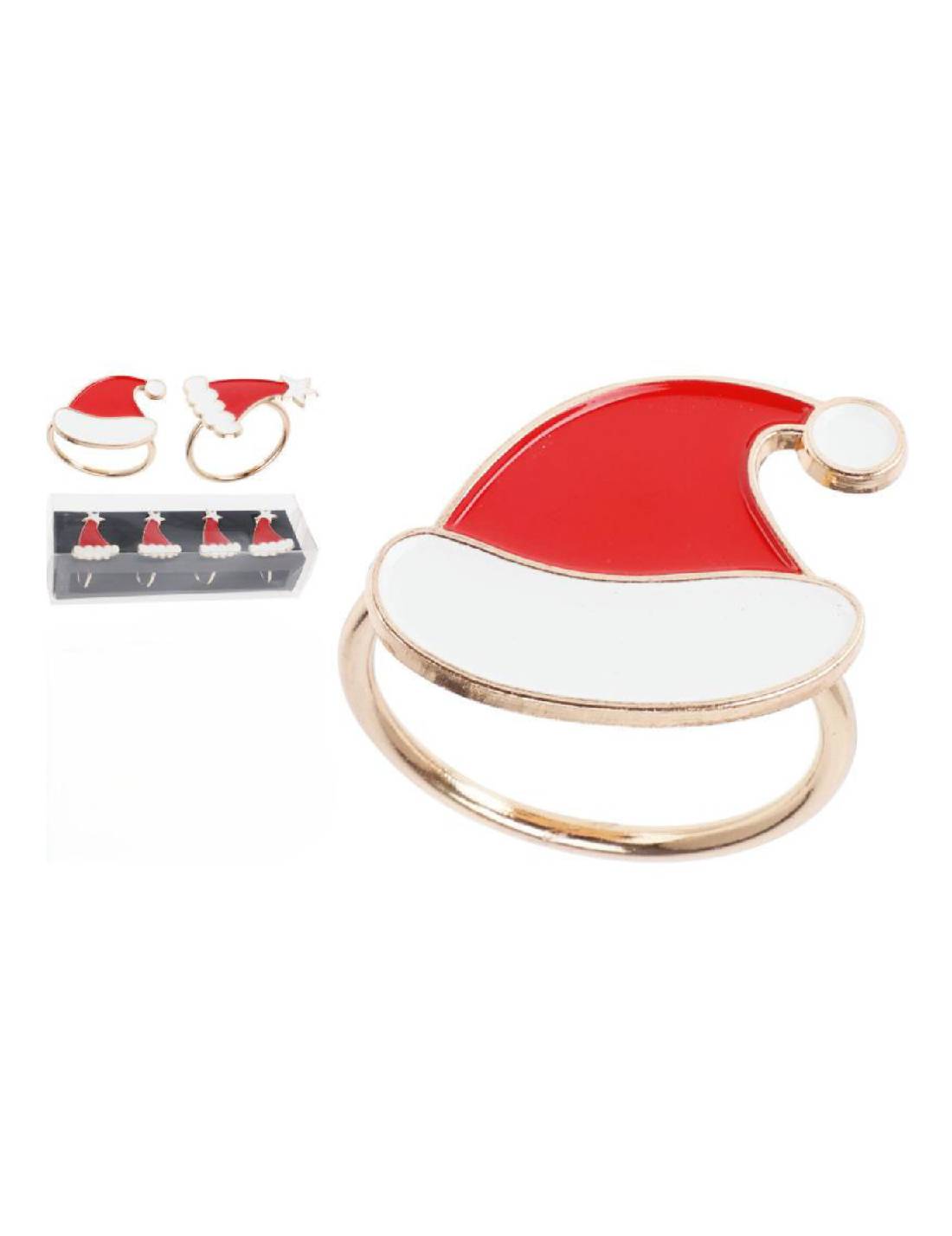 Set 4 Porta Tovaglioli Natalizi Cappello Babbo Natale
