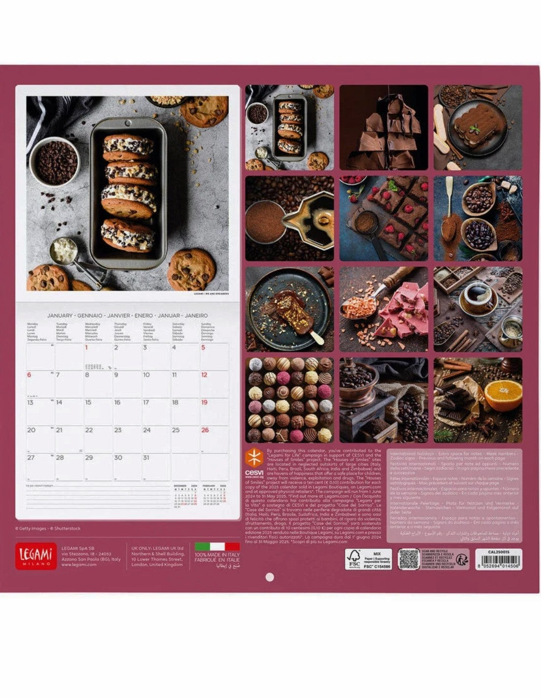 Calendario Da Parete Legami 2025 Coffee And Chocolate
