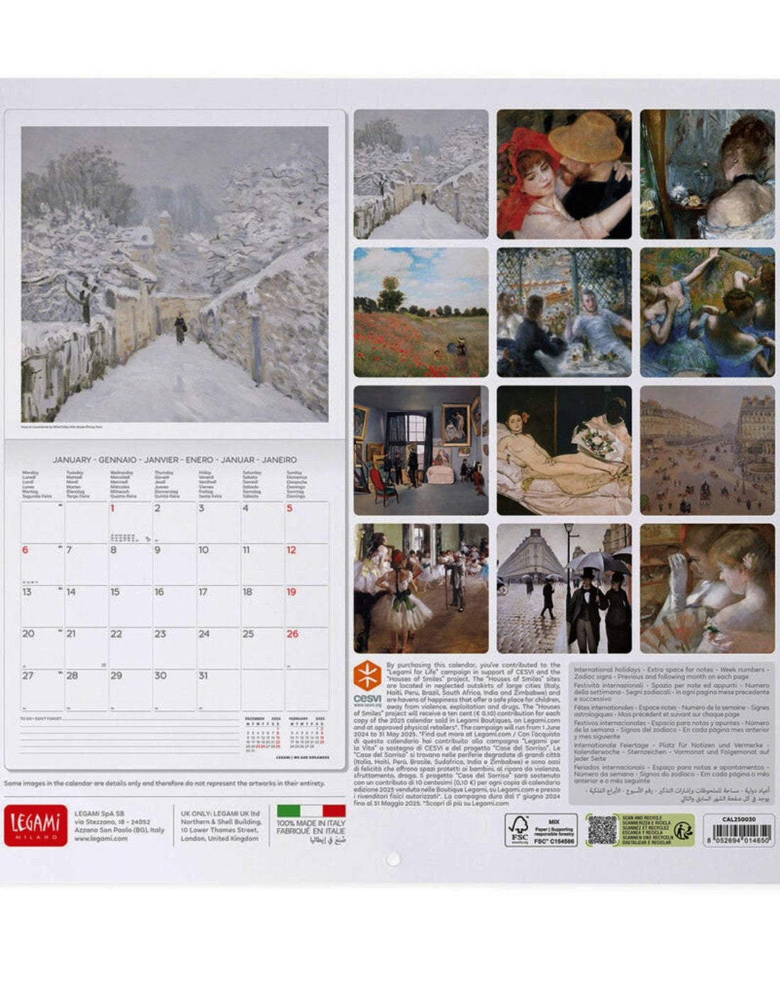 Calendario Da Parete 2025 Legami Impressionists