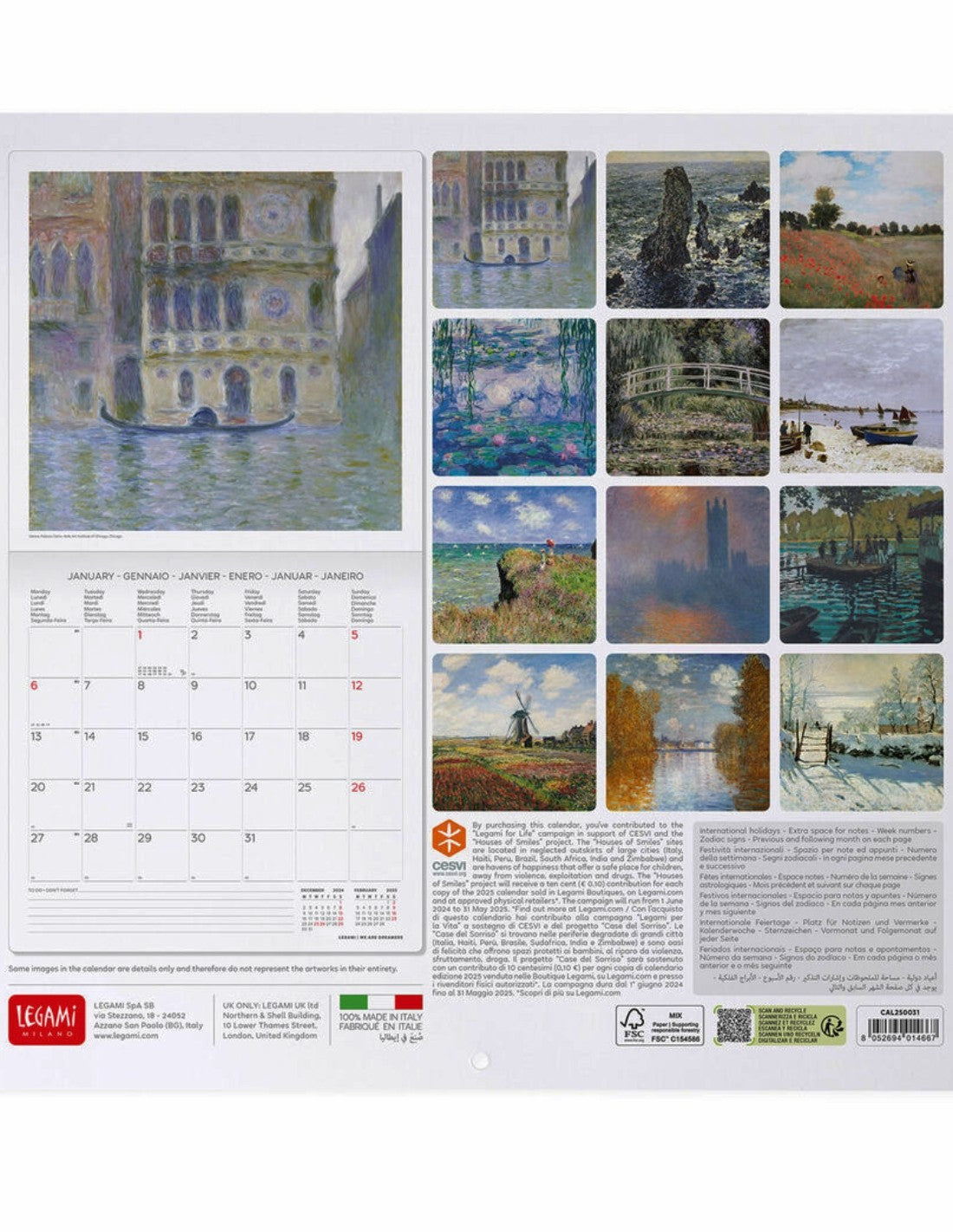 Calendario Da Parete 2025 Legami Claude Monet