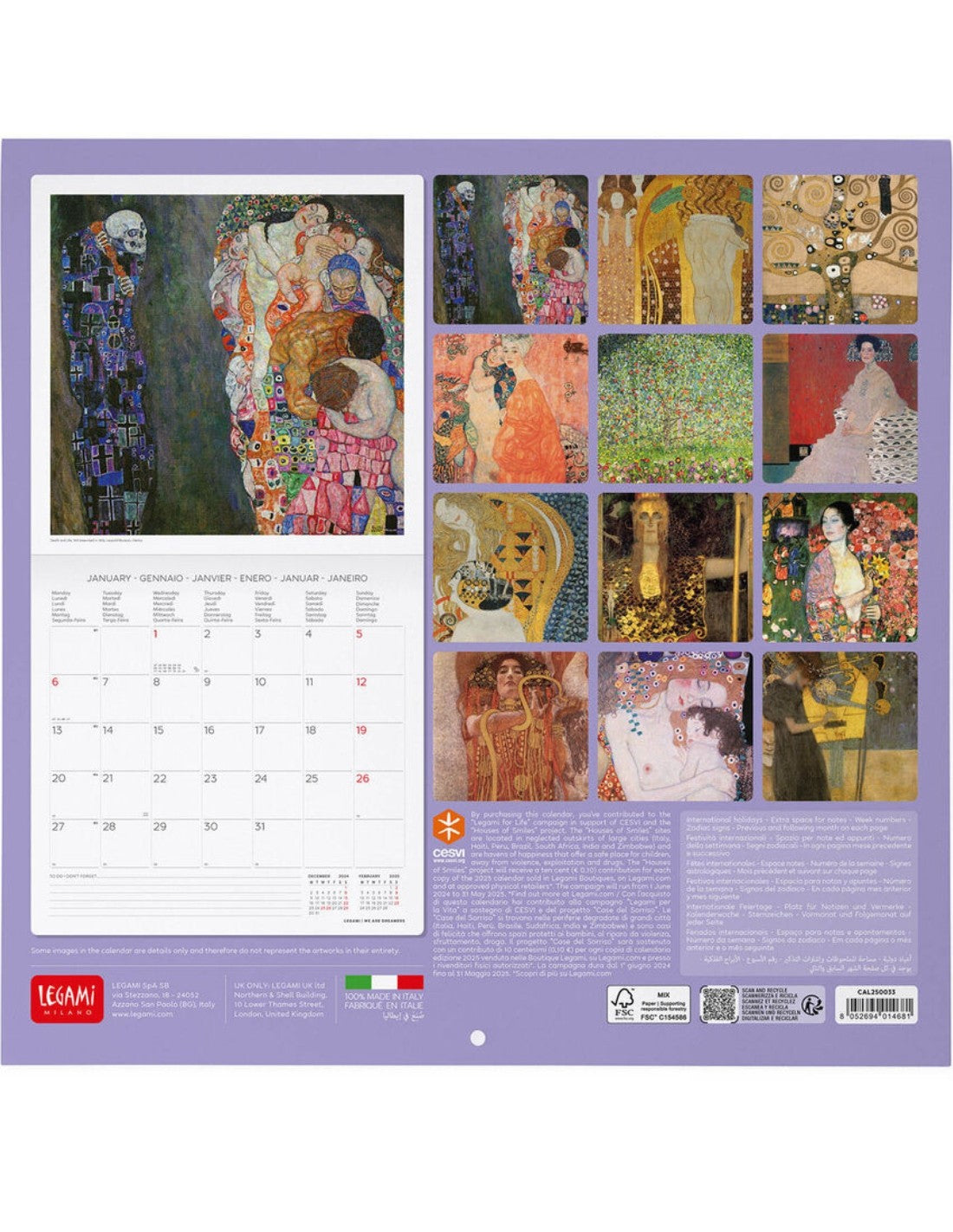 Calendario Da Parete 2025 Legami Gustav Klimt