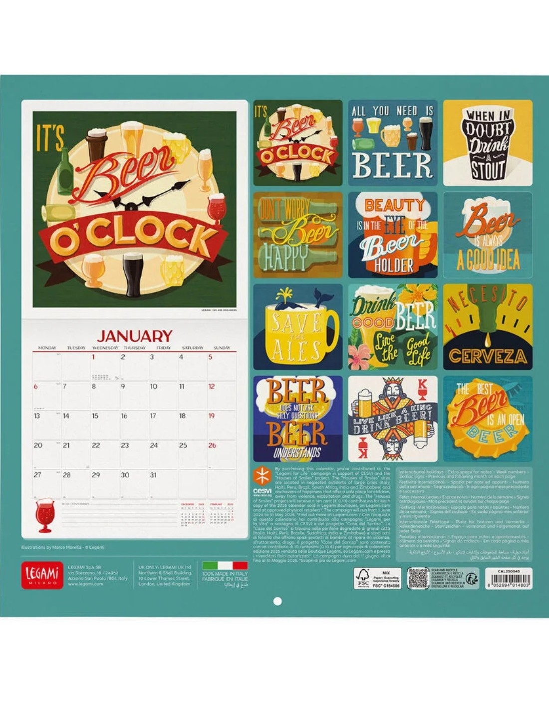 Calendario Da Parete 2025 Legami Beer Is Always A Good Idea