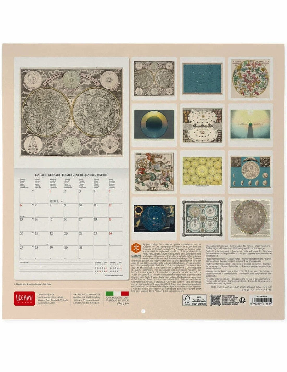 Calendario Da Parete 2025 Legami Mappa Celeste