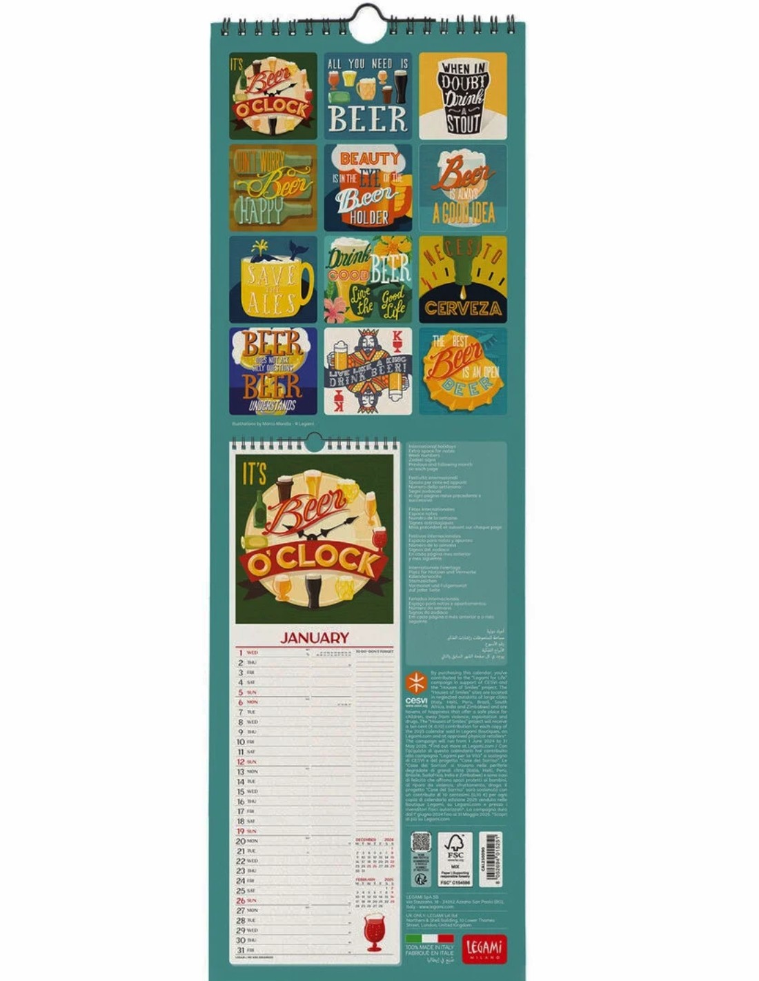 Calendario Da Parete 2025 Legami Beer Is Always A Good Idea