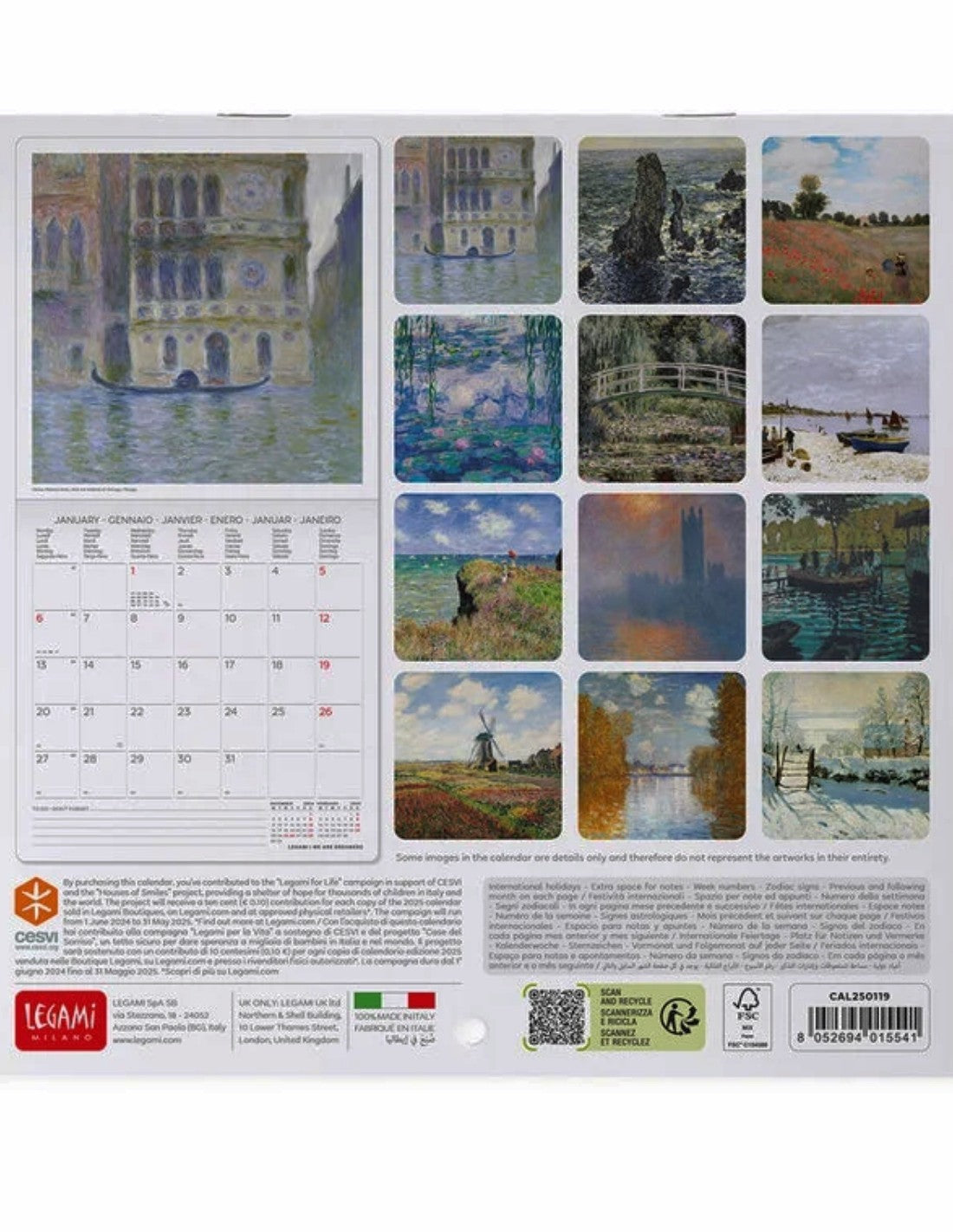 Calendario Da Parete 2025 Legami Claude Monet