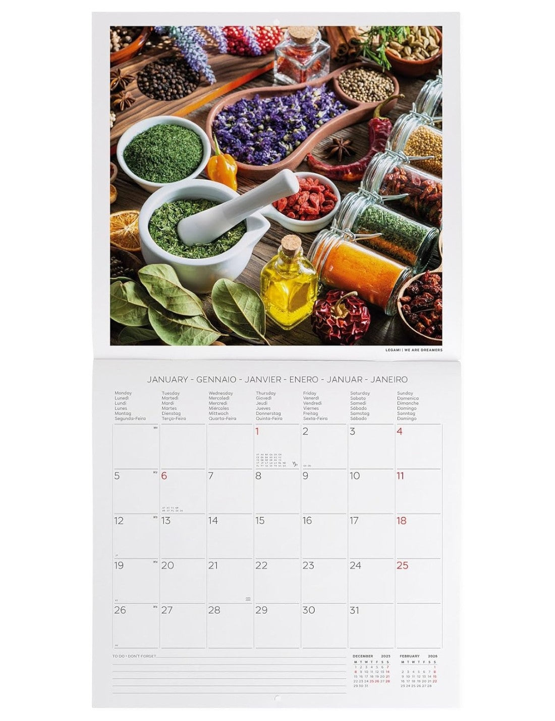 Calendario Da Parete 2026 Herbs And Spices Legami