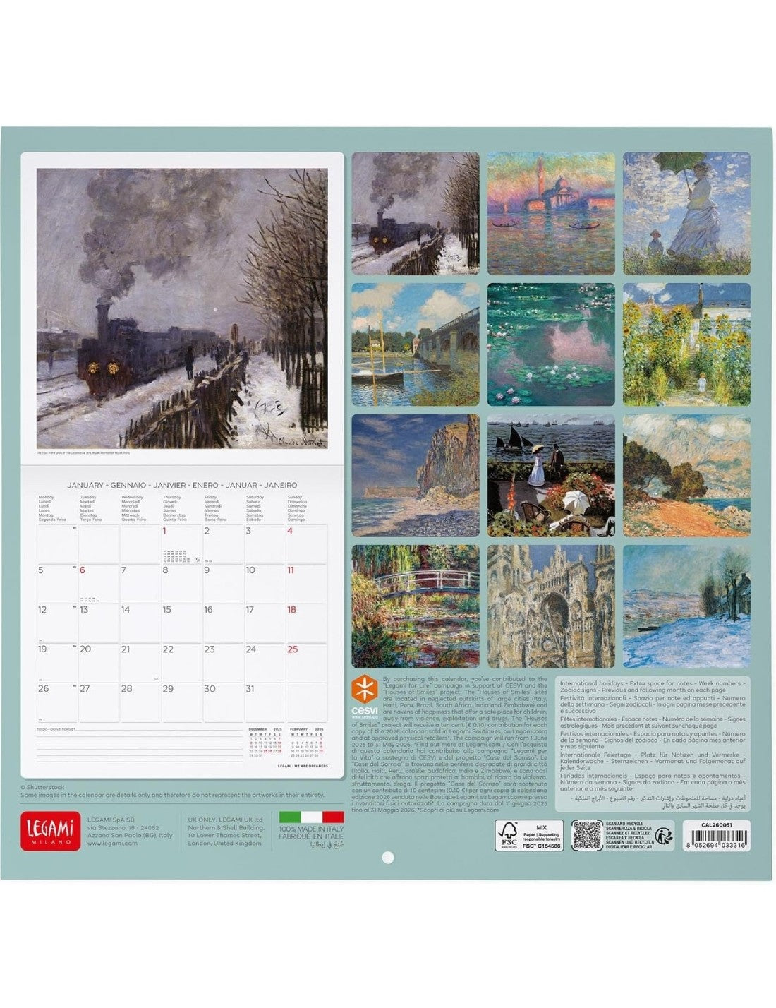 Calendario Da Parete 2026 Claude Monet Legami