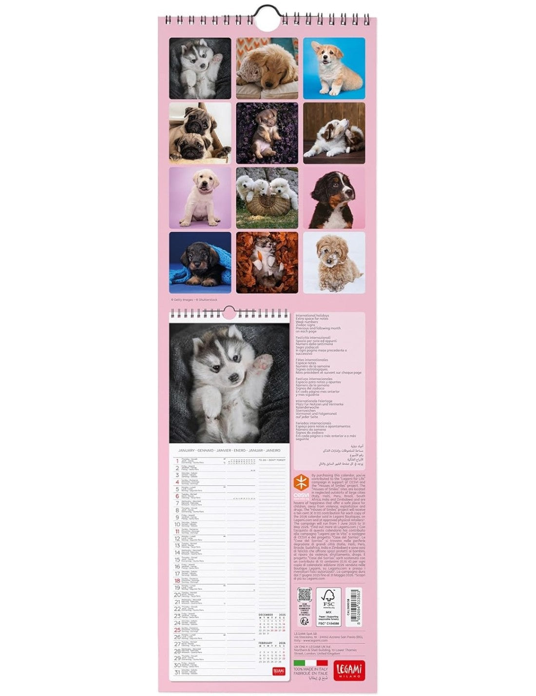 Calendario Da Parete 2026 Puppies Legami