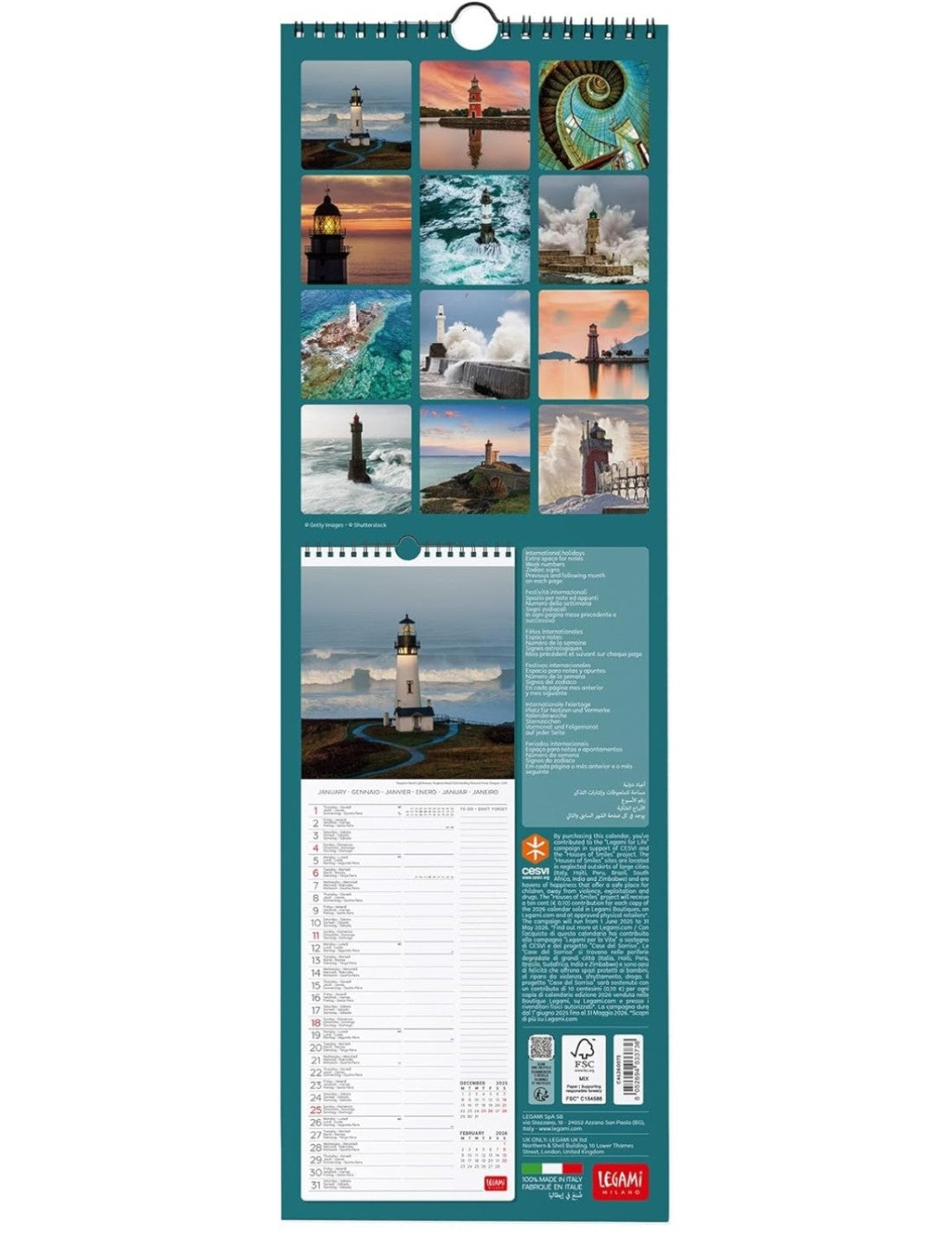 Calendario Da Parete 2026 Lighthouses Of The World Legami