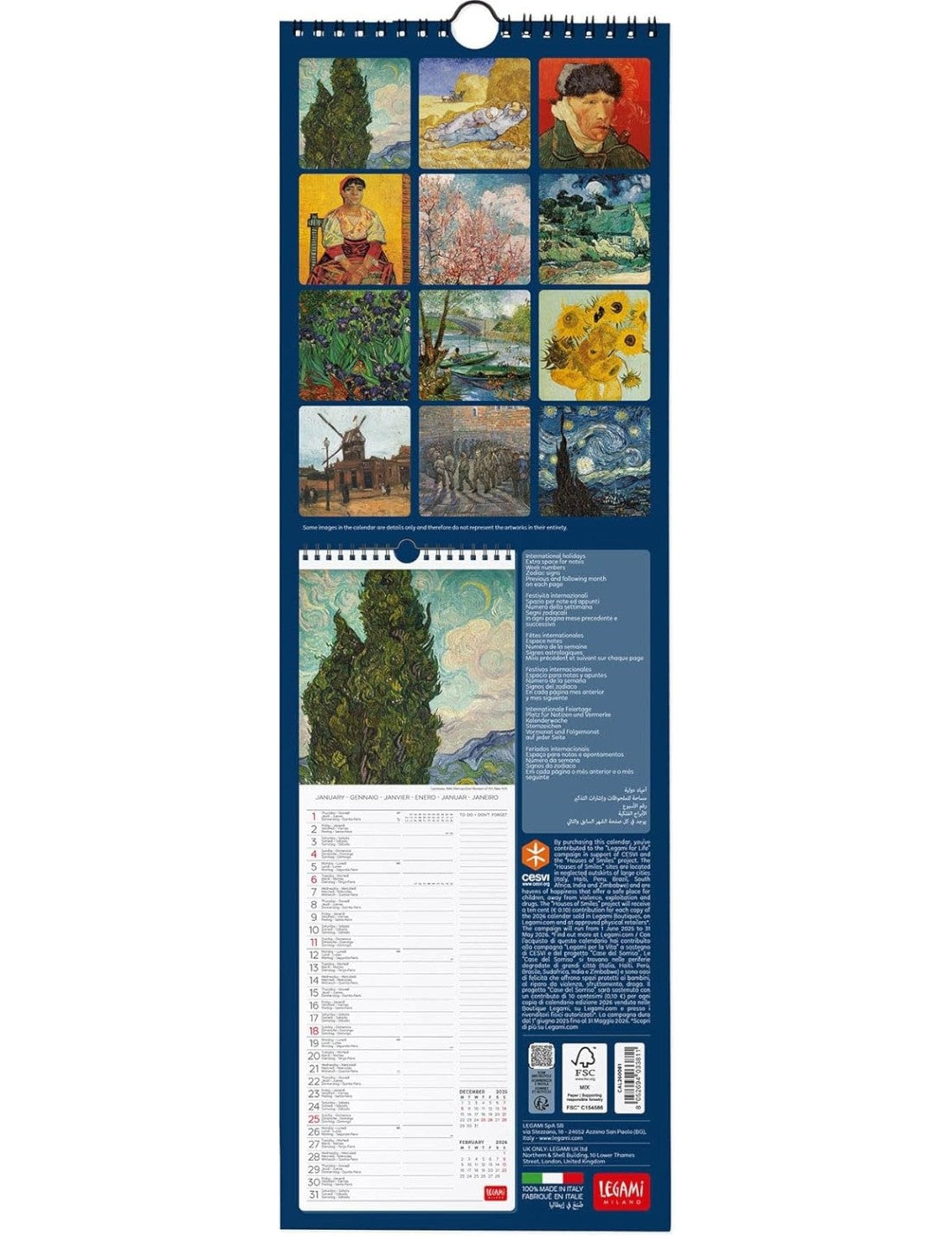 Calendario Da Parete 2026 Vincent Van Gogh Legami