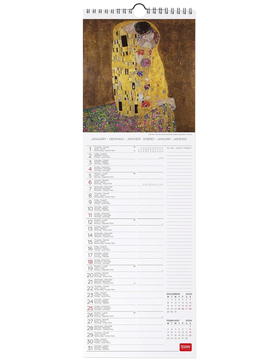 Calendario Da Parete 2026 Gustav Klimt Legami