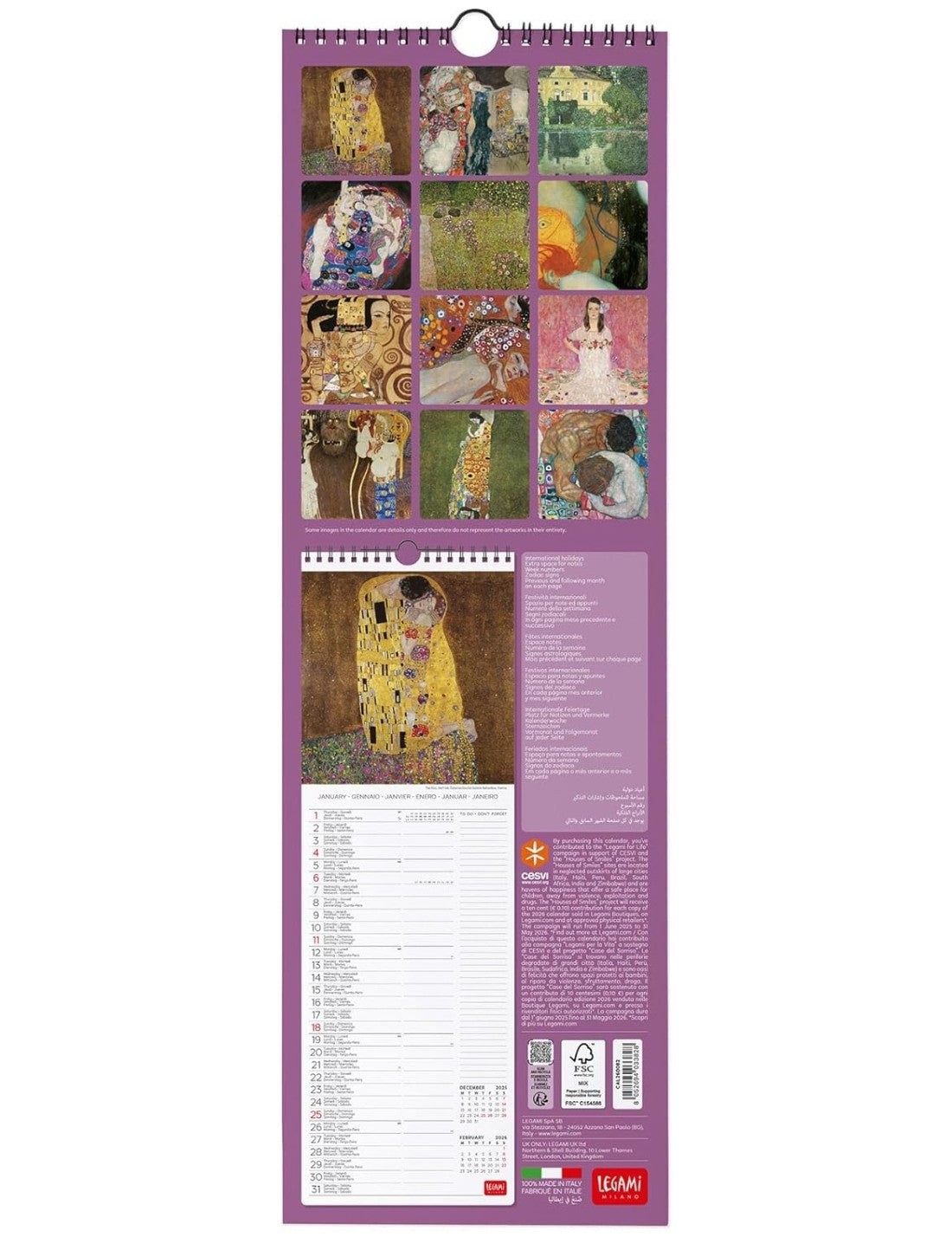 Calendario Da Parete 2026 Gustav Klimt Legami