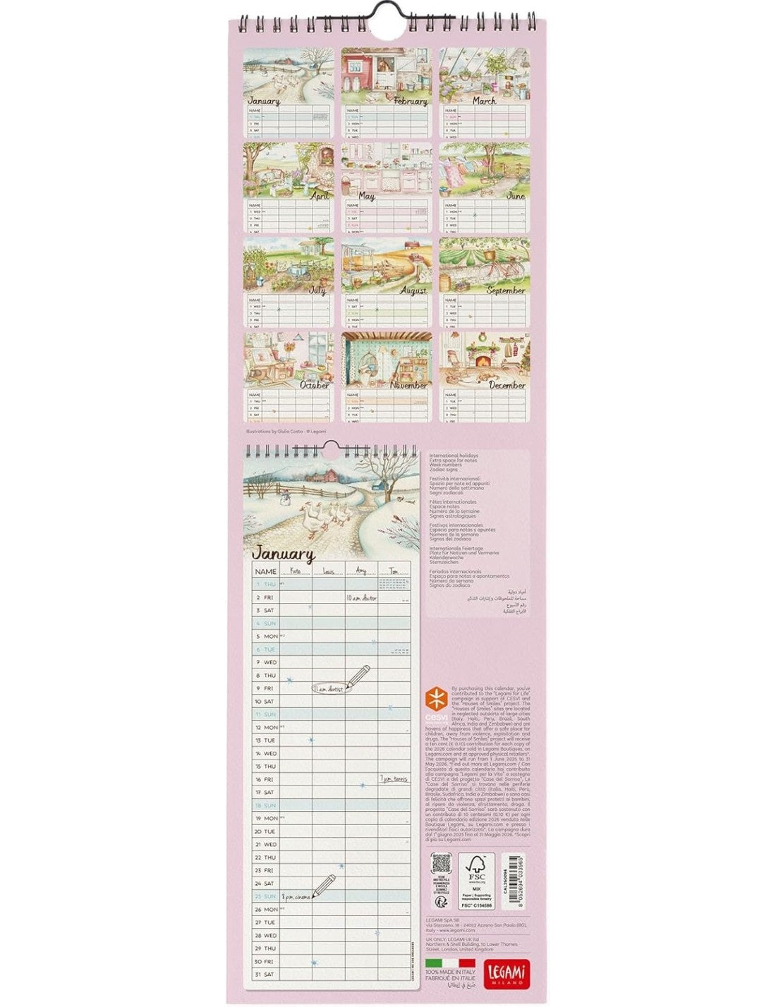 Calendario Da Parete 2026 Home Sweet Home Legami