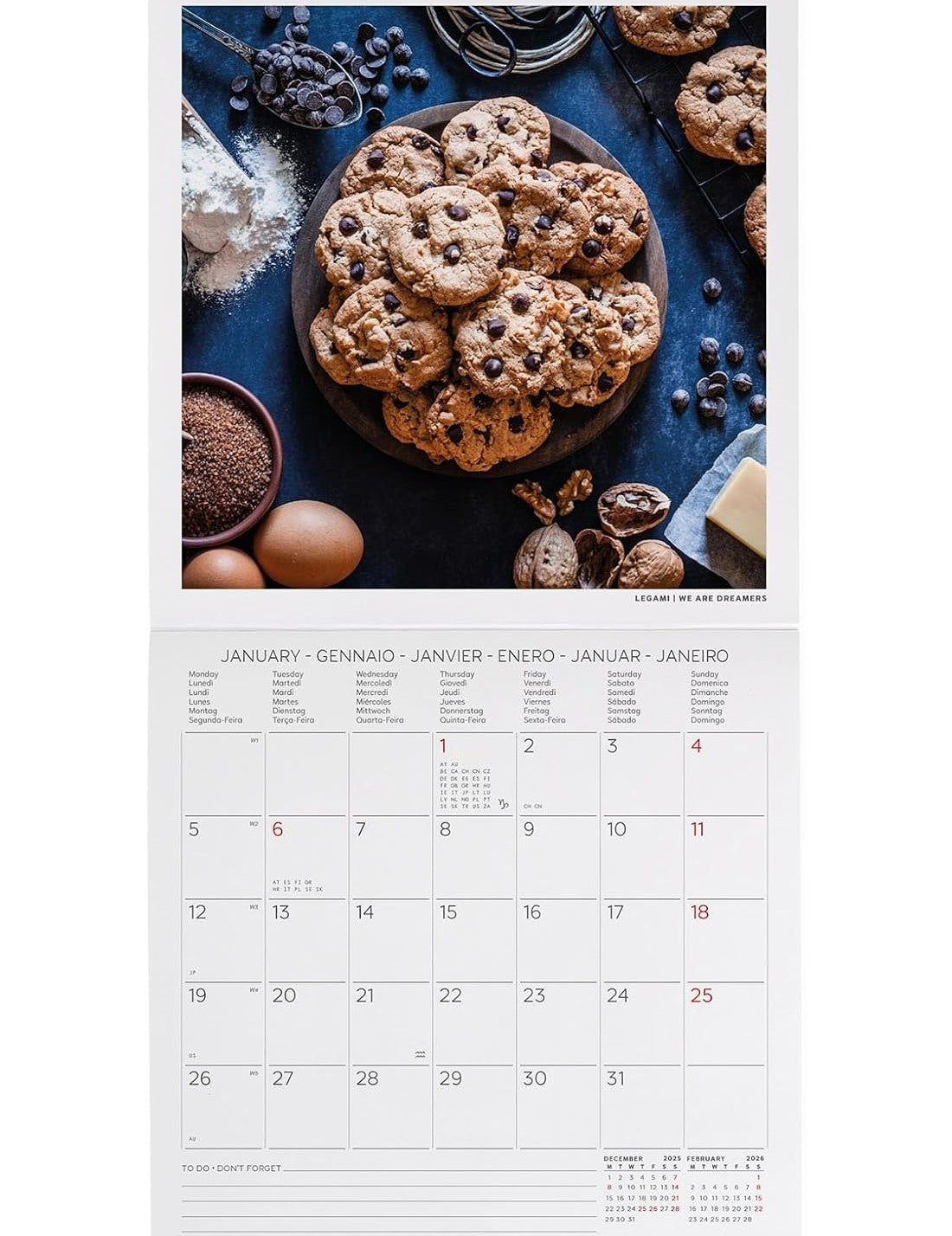 Calendario Da Parete 2026 Kitchen Legami Small