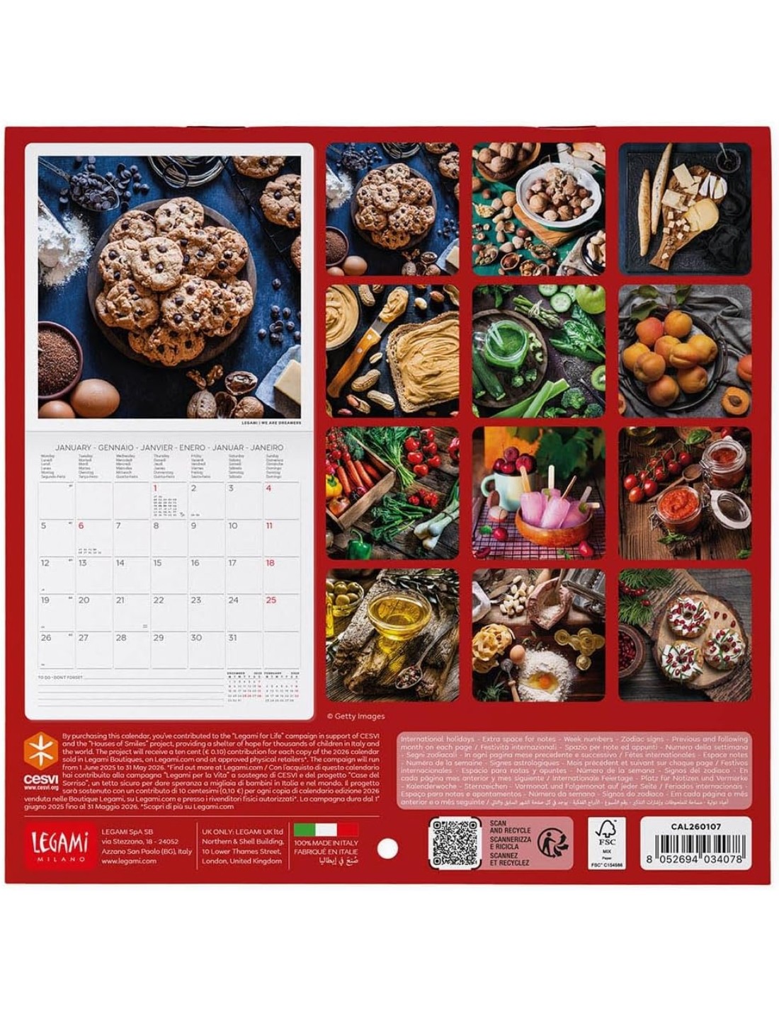Calendario Da Parete 2026 Kitchen Legami Small