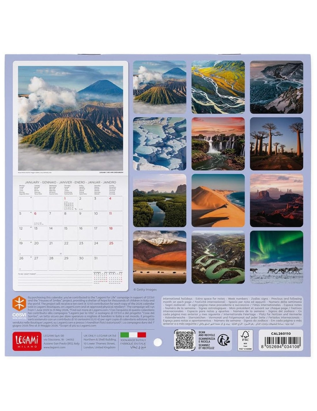 Calendario Da Parete 2026 Planet Earth Legami Small