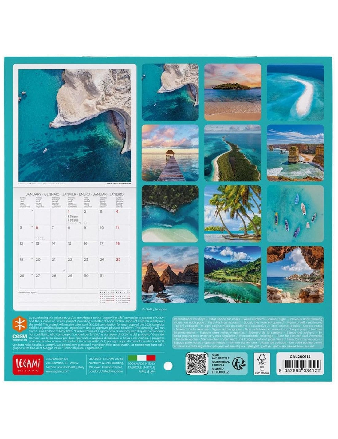 Calendario Da Parete 2026 Vitamin Sea Legami Small